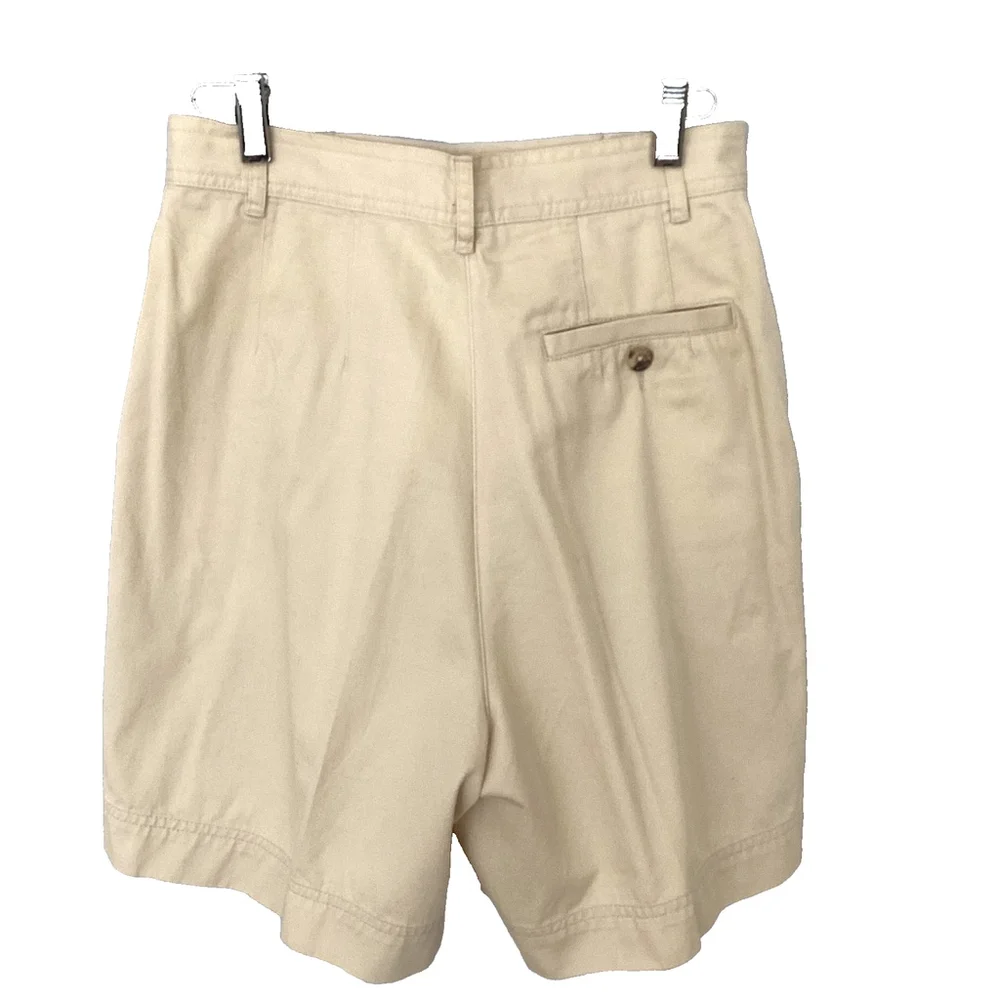 Charter Club Vintage Khaki/Cream Shorts High Waisted Pleated Size 8 - Picture 2 of 7